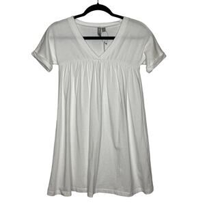 ASOS NEW White Size 00 Mini Baby Doll Dress Short Sleeve V Neck